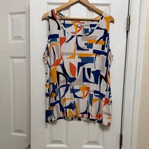 Chico's Blue and Orange Abstract Tank Top